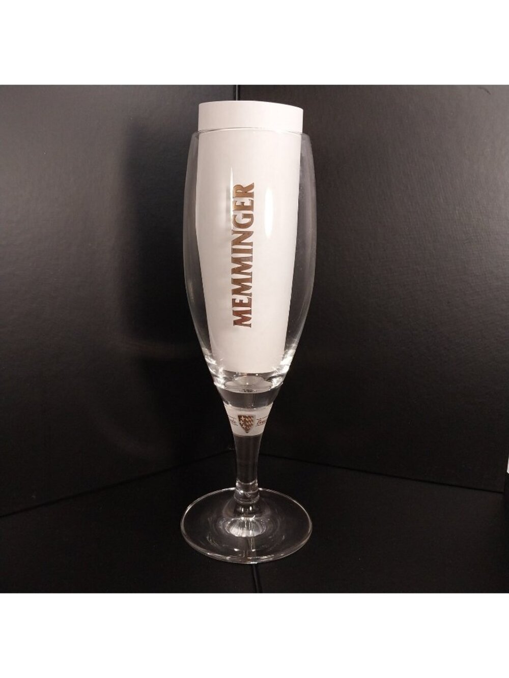 Memminger Private Brauerei 0.3L German Beer Glass Stemmed Gold Rim